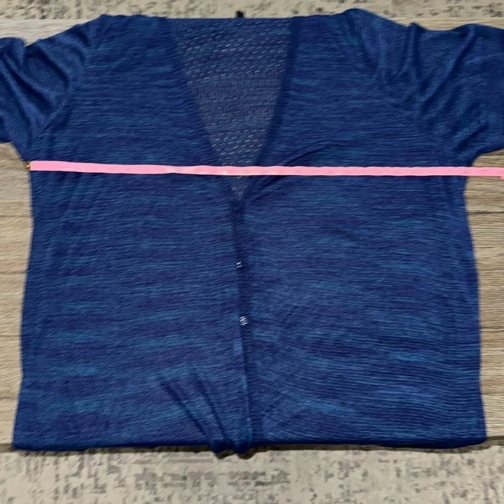 Torrid Space-Dye Duster V-Neck Button-Front Sweater Blue - Picture 13 of 16